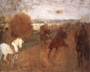 Horses and Riders on a road Edgar Degas